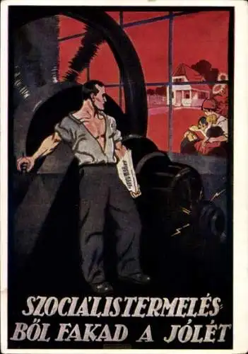 Ak Russland, Propaganda, Frau mit Kindern, Arbeiter