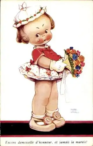 Künstler Ak Attwell, Mabel Lucy, weinendes Mädchen mit Blumen