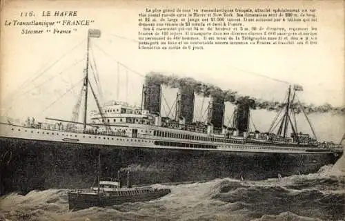 Ak Dampfer France, CGT, French Line