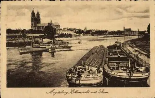 Ak Magdeburg an der Elbe,  Elbansicht mit Dom.