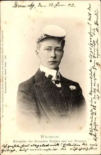 Ak Kronprinz Wilhelm von Preußen, Portrait als Student