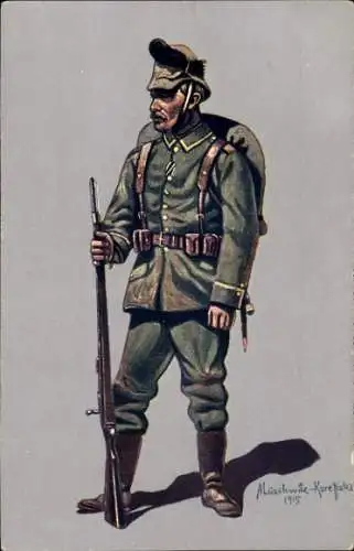 Künstler Ak Lüschwitz Koreffski, K. Sächs. Schützen Füs. Regt. Prinz Georg Nr. 108, Unteroffizier