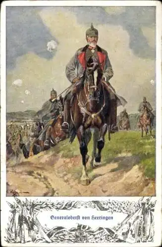 Künstler Ak Generaloberst Josias von Heeringen, Portrait auf einem Pferd, I. WK