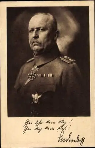 Ak General Erich Friedrich Wilhelm Ludendorff, Ohne Opfer kein Sieg, Ludendorff Spende, Orden