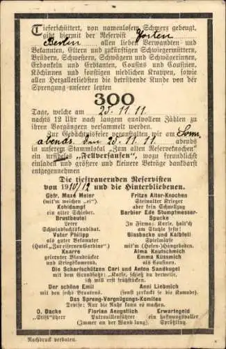Ak Deutsche Reservisten, Traueranzeige letzte 300 Tage