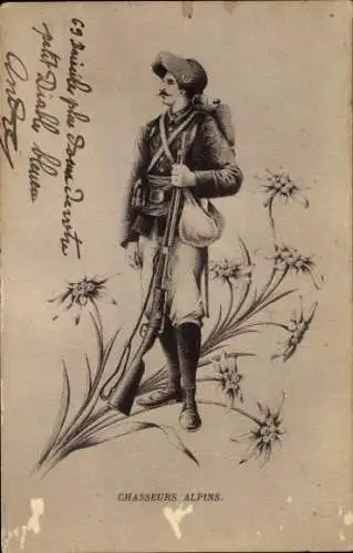 Künstler Ak Alpenjäger, französische Armee