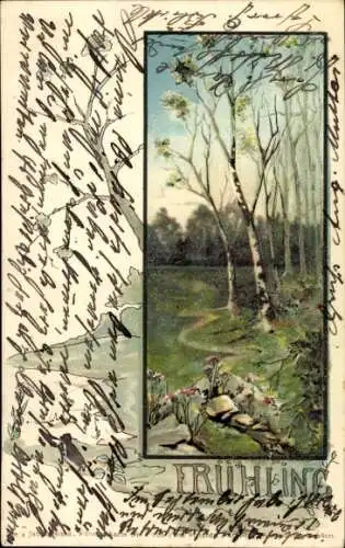 Litho Frühling, Birken