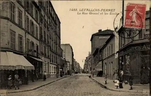 Ak Levallois Perret Hauts de Seine, La Rue Gravel et les Ecoles