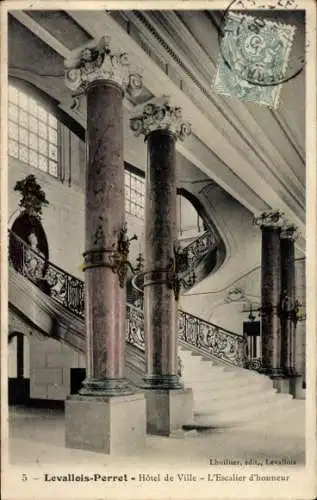 Ak Levallois Perret Hauts de Seine, Hôtel de Ville, L'Escalier d'honneur