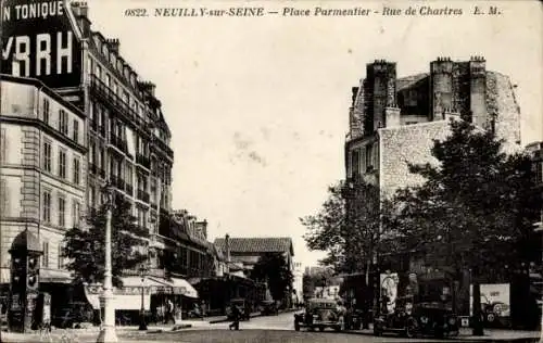 Ak Neuilly sur Seine Hauts de Seine, Place Parmentier, Rue de Chartres