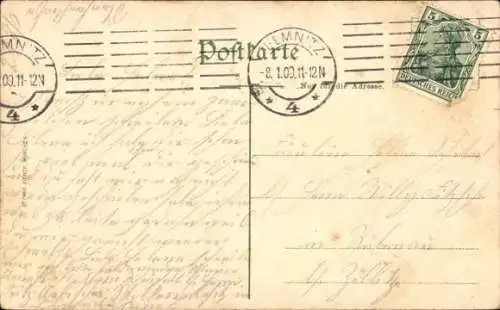 Ak Chemnitz in Sachsen,  Poststraße mit Straßenbahn