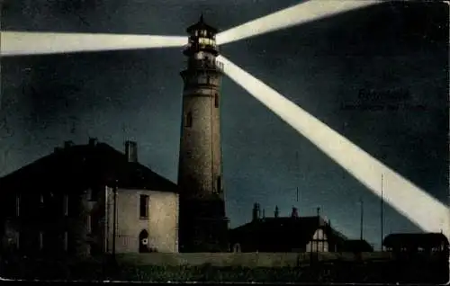 Ak Helgoland in Schleswig Holstein, Blick auf den Leuchtturm bei Nacht
