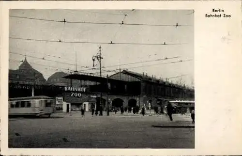 Ak Berlin Charlottenburg, Bahnhof Zoo, Straßenbahn