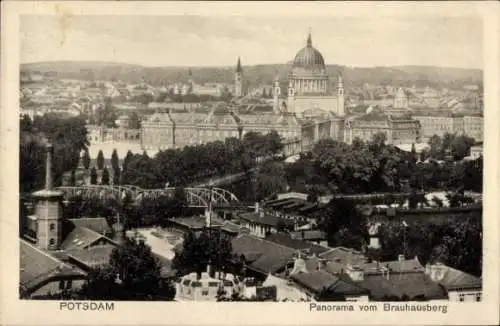 Ak Potsdam, Panoramablick auf  Brauhausberg, historische Bauwerke