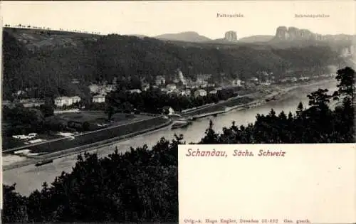 Ak Bad Schandau Sächsische Schweiz, Falkenstein, Gesamtansicht
