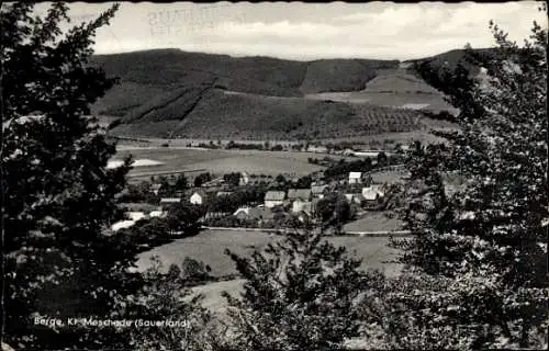 Ak Meschede im Sauerland, Landschaft mit Bergen, Dörfer im Tal, bewaldete Hügel