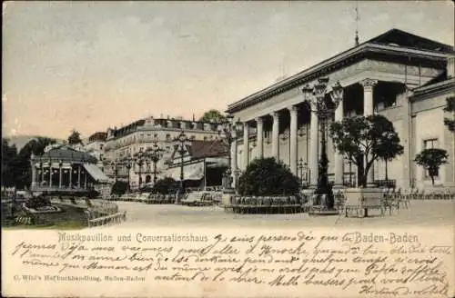 Ak Baden Baden im Stadtkreis Baden Württemberg, Musikpavillon,Konversationshaus