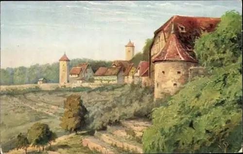 Künstler Ak V. Dehio, Rothenburg ob der Tauber Mittelfranken, Stadtmauer