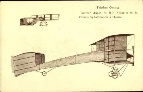 Ak Triplan Goupy, Moteur Anzani 50 HP, Aéroplane