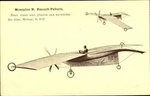 Ak Monoplan R. Esnault Pelterie, Aéroplane en vol
