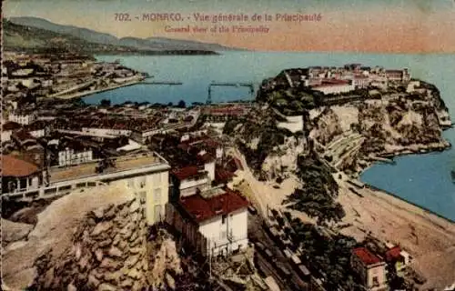 Ak Monaco, Vue générale de la Principauté, Teilansicht der Ortschaft