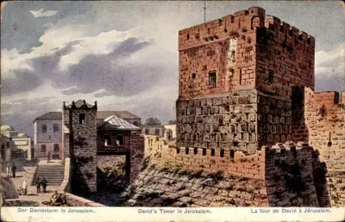 Ak Jerusalem Israel, Davidsturm,  Architektur, Stadtansicht, Farbpostkarte
