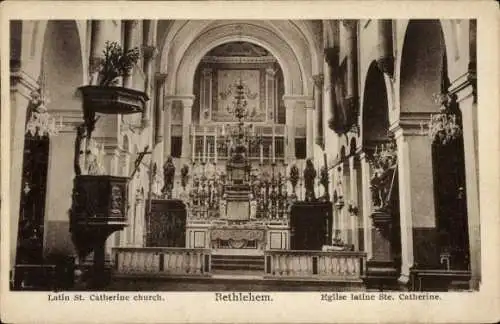 Ak Bethlehem Palästina, Latin St. Catherine church, Innenansicht, religiöse Architektur,  