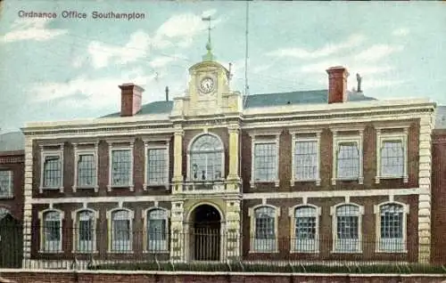 Ak Southampton Hampshire England, Ordnance Office, markante Architektur, Uhrturm