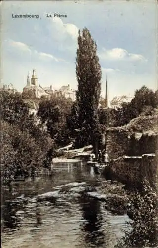 Ak Luxemburg, La Pétrux, Wasserpartie, Kirchtürme