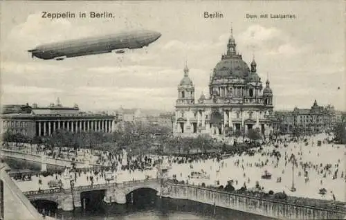 Ak Berlin, Dom, Lustgarten, Zeppelin, Luftschiff