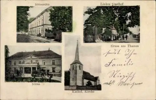 Ak Buczyna Thamm Głogów Glogau Schlesien, Katholische Kirche, Linkes Gasthof, Schloss