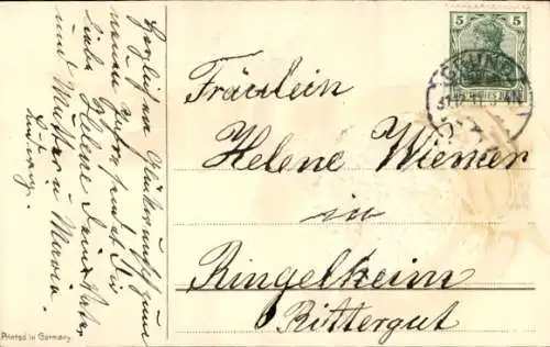 Präge Ak Glückwunsch Neujahr, Kind, Hufeisen, Vergissmeinnicht