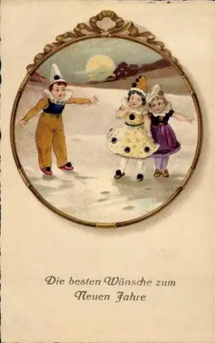 Ak Glückwunsch Neujahr, Kinder in Kostümen
