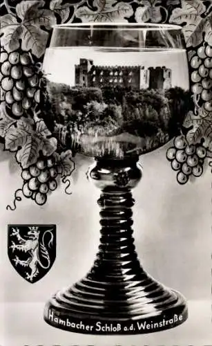 Ak Hambach Neustadt an der Weinstraße, Maxburg, Weinglas, Wappen