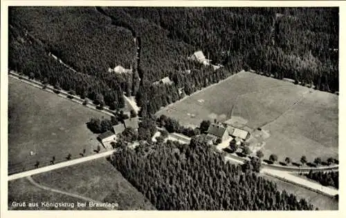 Ak Königskrug Braunlage im Oberharz, Fliegeraufnahme, Gaststätte
