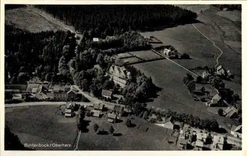 Ak Buntenbock Clausthal Zellerfeld Oberharz, Fliegeraufnahme