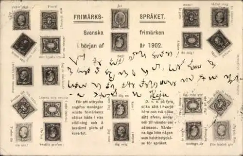 Ak Schweden, Briefmarkensprache, Schwedische Briefmarken