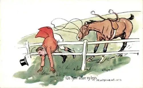 Künstler Ak Pferd wirft seinen Reiter ab