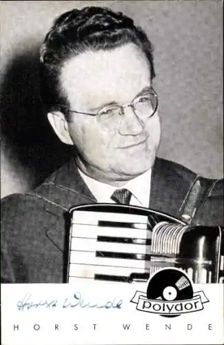 Ak Sänger Horst Wende, Portrait mit Akkordeon, Polydor-Schallplatten