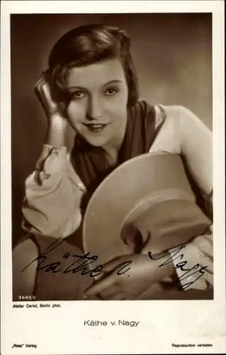 Ak Schauspielerin Käthe von Nagy, Portrait, Autogramm