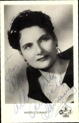 Ak Schauspielerin und Sängerin Angèle Durand, Autogramm