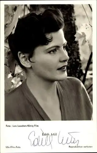 Ak Schauspielerin Edith Mill, Profil-Portrait
