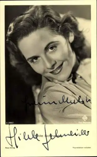 Ak Schauspielerin Hilde Schneider, Portrait, Autogramm