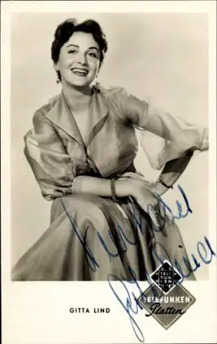 Ak Sängerin Gitta Lind, Portrait, Autogramm, Telefunken