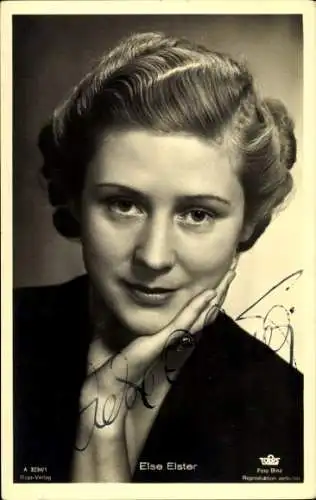 Ak Schauspieler Else Elster, Portrait, Autogramm