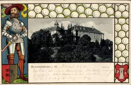 Präge Wappen Passepartout Ak Blankenburg am Harz, Schloss