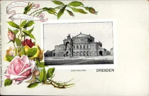 Präge Passepartout Ak Dresden Altstadt, Hoftheater