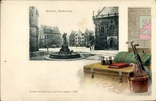 Präge Passepartout Ak Hansestadt Bremen, Marktplatz
