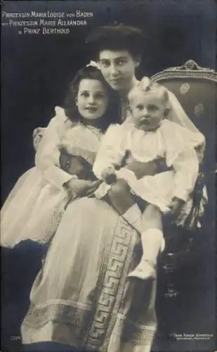 Ak Prinzessin Maria Louise von Baden, Prinzessin Marie Alexandra, Prinz Berthold