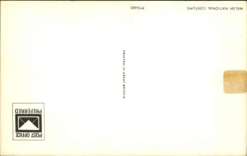 Ak Traditional Welsh costume, Frau mit Harfe